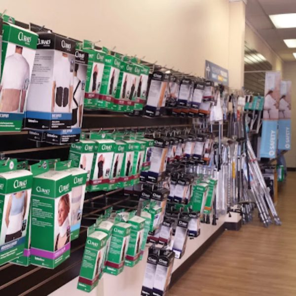Wall of braces and supports at A & Z Medical Supplies in Westerville